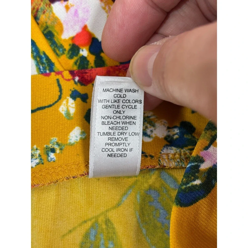 Cato C 1946 Women's Yellow Floral Print Jersey Knit Maxi Skirt Plus Size 14/16W